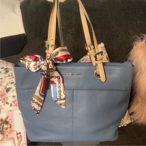Michael Kors Blue and Tan Shoulder Bag